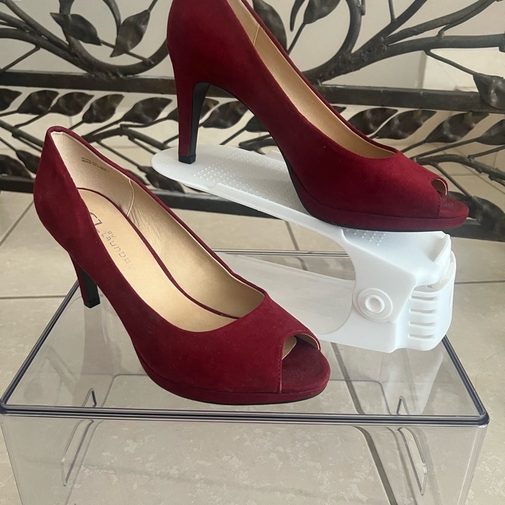 CL by Laundry Deep Red Peep-Toe Heels New